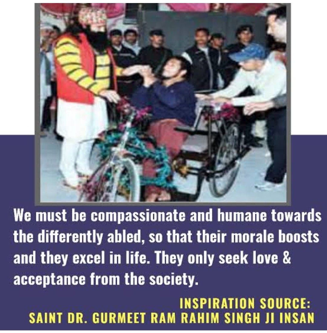 Om__Kumt06's tweet image. #CompanionIndeed a great initiative started by Saint Dr. Gurmeet Ram Rahim Singh Ji Insan for #PhysicallyDisabled persons to avail wheelchairs, artificial parts etc. Free of cost every year at #DeraSachaSauda
#DifferentlyAbled 
#Humanity
#Welfare
#SaintDrMSG
#BabaRamRahim