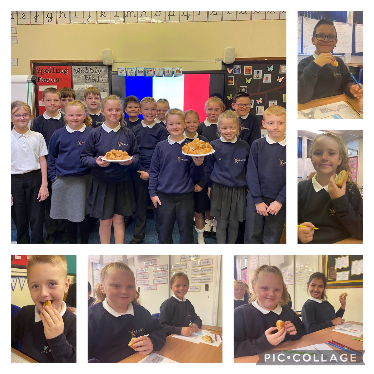 GrangeMrsM's tweet photo. This morning for #EuropeanDayofLanguages, Year 5 celebrated France. We listened to some French songs, learned some facts about France and enjoyed some croissants! #GrangeMFL @GrangeMissA @GrangeMissHu https://t.co/6SICLpVHa8