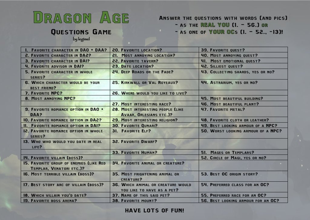 s_croftmanor's tweet photo. ๋๋๋๋ ํด๋ด์ผ์ง #dragonage #questionsgame https://t.co/FM1oCDZAz3