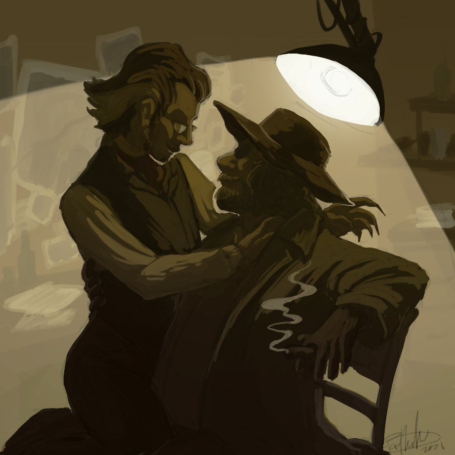 BartholomewsArt's tweet photo. Yesterday was big Self Indulging hours and I painted cover art for my OCxHeisneberg playlist eheheeee...
#re8OC #karlheisneberg https://t.co/i5qXCTAXyp