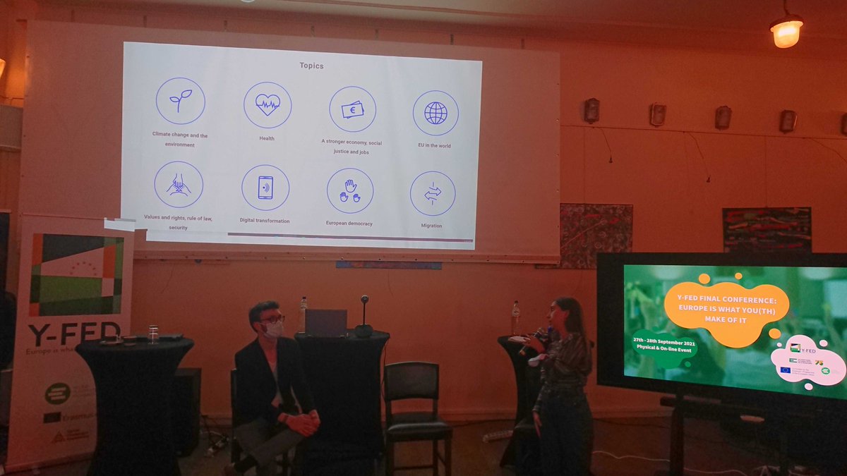 JEF_Europe's tweet photo. Facilitators presenting the #CoFoE Digital Platform during the closing conference of our #YFed project. If you want to have a say on the future of Europe, all you need is a computer or a mobile device 👉https://t.co/sYhcW0MpVh
#TheFutureIsYours https://t.co/2gWs6Zp9vg