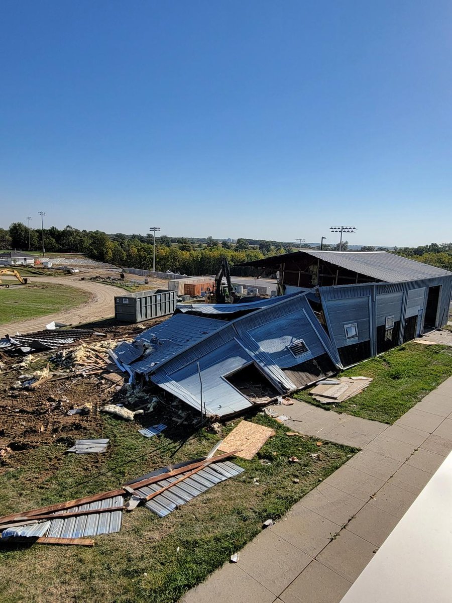 ColfaxMingoHS's tweet photo. Bittersweet @CM_Activities Weight &amp; Wrestling Room demolition today. Thanks to our communities for investing in a new, state-of-the-art facility for our student-athletes! #WeAreCM #ThanksForTheMemories #StackShack #TinRoofMuscleFactory #GetSixOrGoSix @ColfaxMingofb @CoachBarkalow https://t.co/AzBaL0o80e