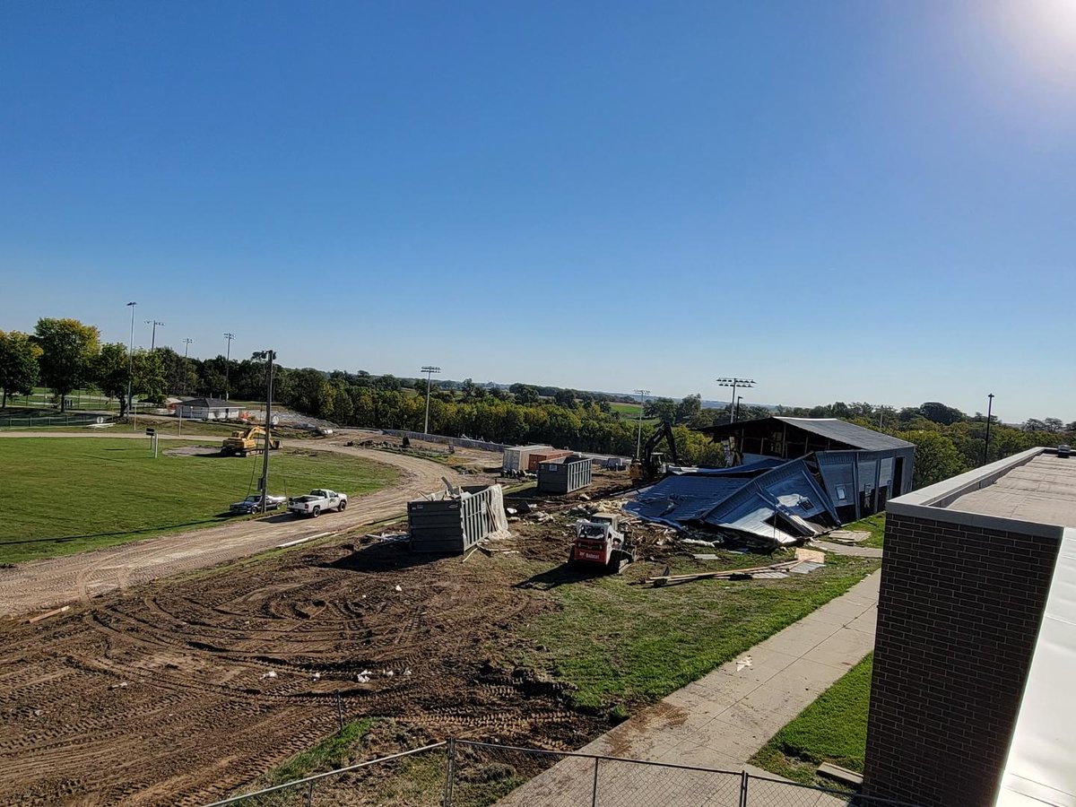 ColfaxMingoHS's tweet photo. Bittersweet @CM_Activities Weight &amp; Wrestling Room demolition today. Thanks to our communities for investing in a new, state-of-the-art facility for our student-athletes! #WeAreCM #ThanksForTheMemories #StackShack #TinRoofMuscleFactory #GetSixOrGoSix @ColfaxMingofb @CoachBarkalow https://t.co/AzBaL0o80e