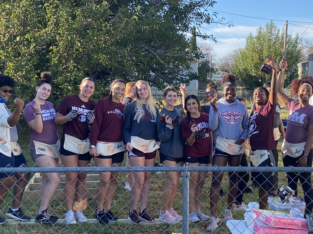 McMurry_WBB's tweet photo. We served with @bogabilene this weekend! We built a ramp for a family in need and learned some new skills! @mcmsports https://t.co/Wn23ZKOKUH