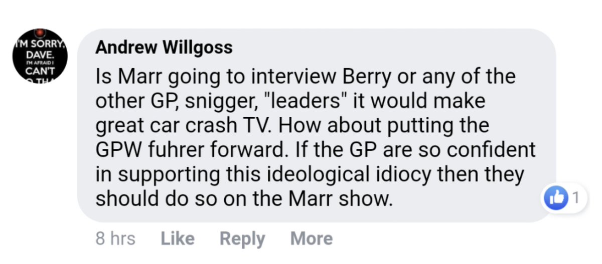 GCAntisemitism's tweet image. A GC describes the trans co-chair of the Green Party as a Führer, the title used for Hitler as head of the Nazi Party.