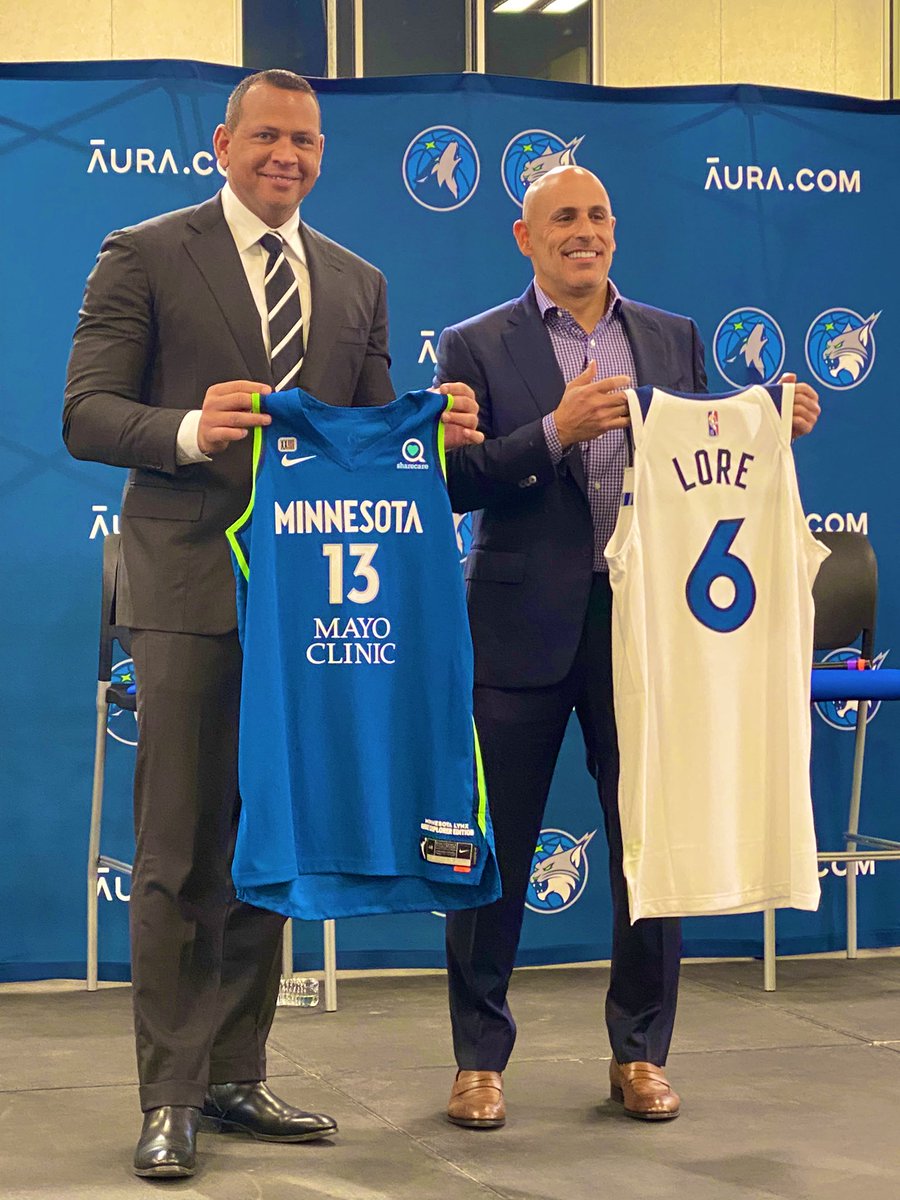 KyleTheige's tweet photo. Alex Rodriguez and Marc Lore are officially introduced as new minority owners of the Minnesota Timberwolves and Minnesota Lynx. https://t.co/iP22wtfcPo