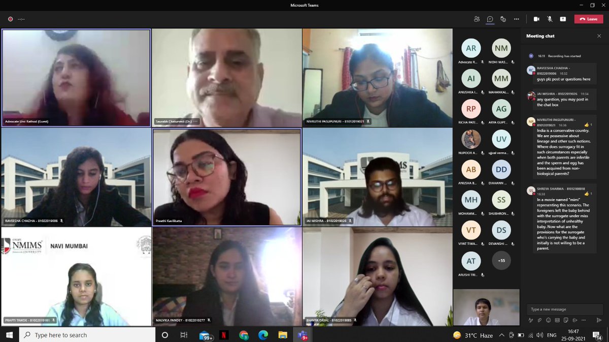 NMIMS - Leading the Session , Legal  conference on upcoming Surrogacy Law ....Webinar pics

#NMIMS #legalconference #Advocateurvirathod #urlegaladvocates