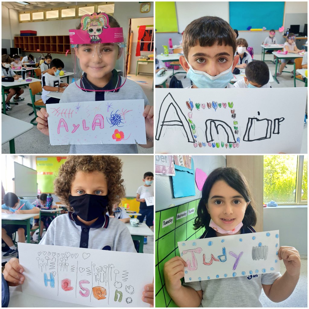 BizriHiba's tweet photo. @Hhhsinfo #G2A All learners created a name tag last week learning an easy technique to help them make #bubble_letters #creative #name_tag https://t.co/7wltG85j1w