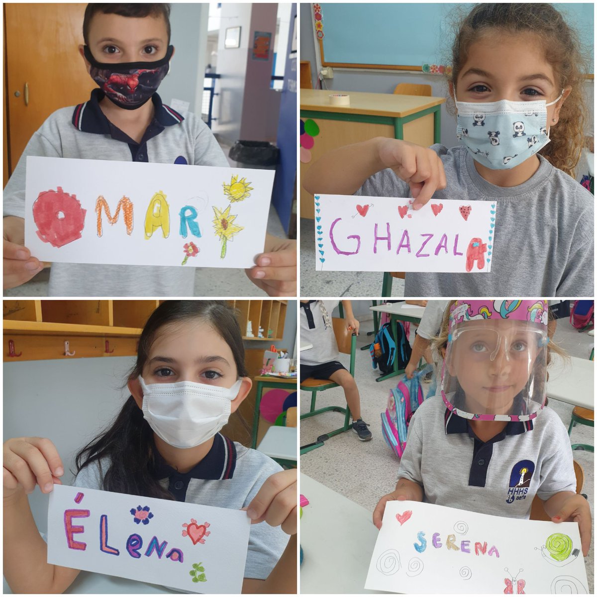 BizriHiba's tweet photo. @Hhhsinfo #CE1A All learners created a name tag last week learning an easy technique to help them make #bubble_letters #creative #name_tag https://t.co/9SPaPF6Q9D