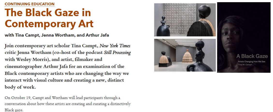 We're so excited that 'A Black Gaze' author Tina M. Campt has two virtual events with @92Y next month! On October 19th, she'll be in conversation with @jennydeluxe and on Tuesday, October 26th, she'll chat with @NKIRUNKIRU & #ArthurJafa! #ablackgaze 92y.org/class/the-blac…