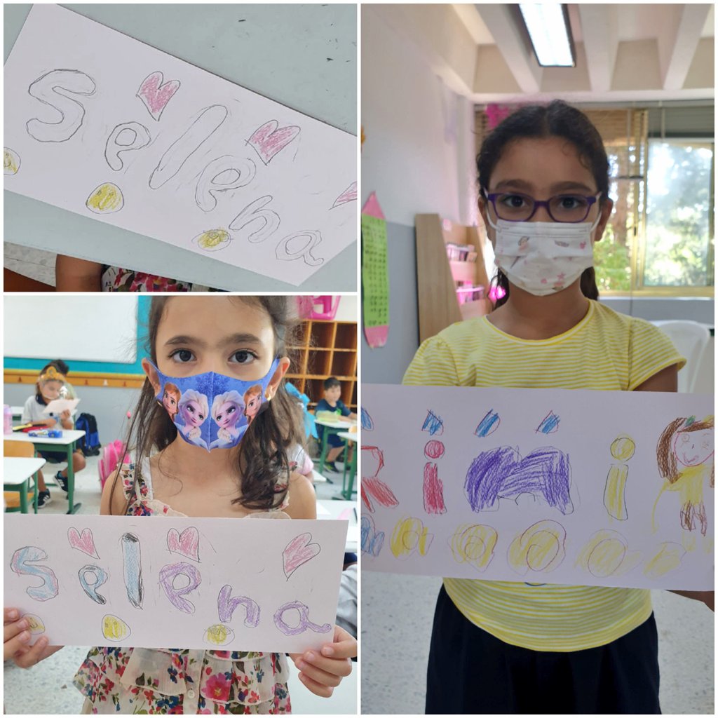 BizriHiba's tweet photo. @Hhhsinfo #G2C All learners created a name tag last week learning an easy technique to help them make #bubble_letters #creative #name_tag https://t.co/Up9fNLd7Ln
