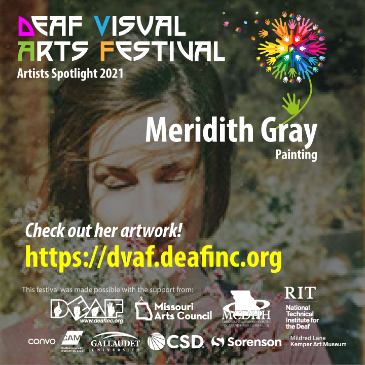 DEAF_Inc's tweet photo. DEAF VISUAL ARTS FESTIVAL: Check out these fantastic artists in DVAF's Exhibition Hall today - Meridith Gray, Ellen Mansfield, Sriharsha Sukla, and Laurie Monahan!
https://t.co/Zy05DYc3sF
#MeridithGray #EllenMansfield #SriharshaSukla #LaurieMonahan #deafinc #dvaf #DeafArtist https://t.co/J8SfuP1Rfn