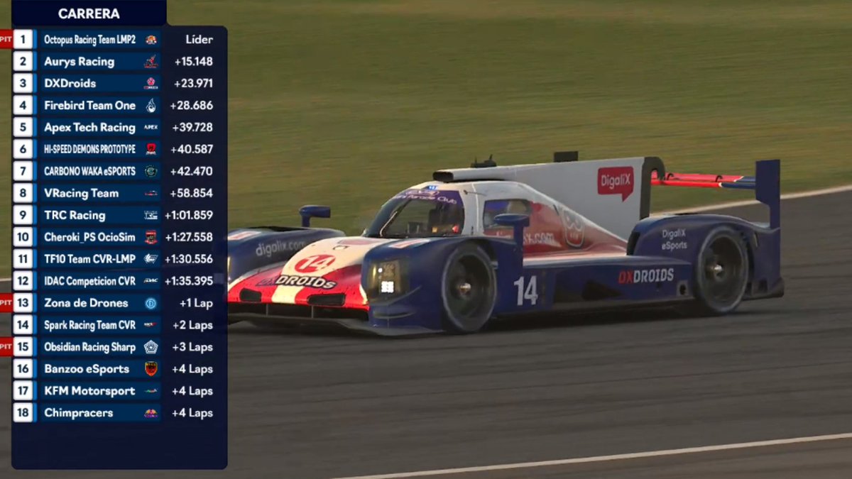 DXDroids_Team's tweet photo. Contentos con la séptima posición en #Silverstone, segunda cita de la Carrera Virtual de Resistencia @DriversparadeCb
Buen trabajo de los pilotos #dxdroids🤖@borja07 y @Spaikh con el prototipo #LMP2! 🦾
#ImSim @Digalix_eSports @DigaliX
#simracing #iracing #eSports #CVR https://t.co/UtEUqQNxTx