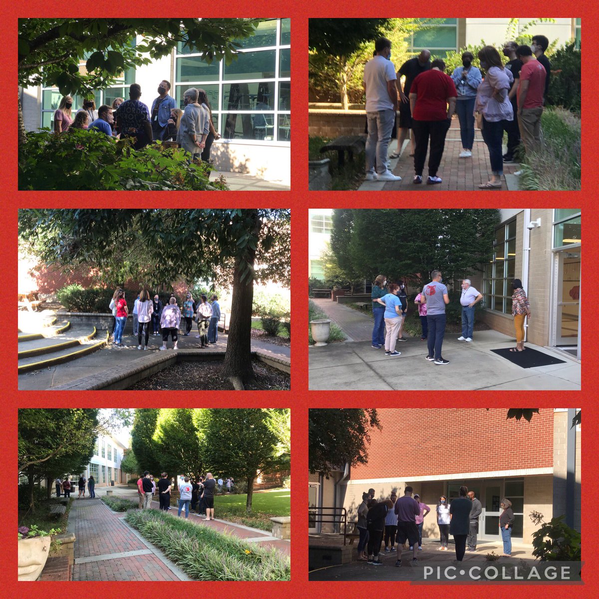 K_J_Hutchinson's tweet photo. Ending our morning time together in community circle. Not only is it a restoring place to be but also a building spot for our community. Grateful to come to a full staff circle to name our thanks. #OurDen #Community #BeautifulDay @CCMMSRedwolves @WCPSSTeam @RpWake https://t.co/xmpjxfh9bN