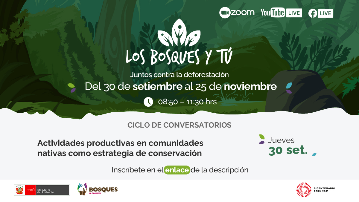 ProgramaBosques's tweet photo. El Ciclo de Conversatorios #LosBosquesYtú inicia este jueves 30 de setiembre con el webinar "Actividades productivas en comunidades nativas como estrategia de conservación" 🌳 ¡ Te esperamos !
📡 Transmisión vía Zoom
✍🏼 Inscríbete ➡️  https://t.co/oVkWLmigeu https://t.co/qsct0P3lRq