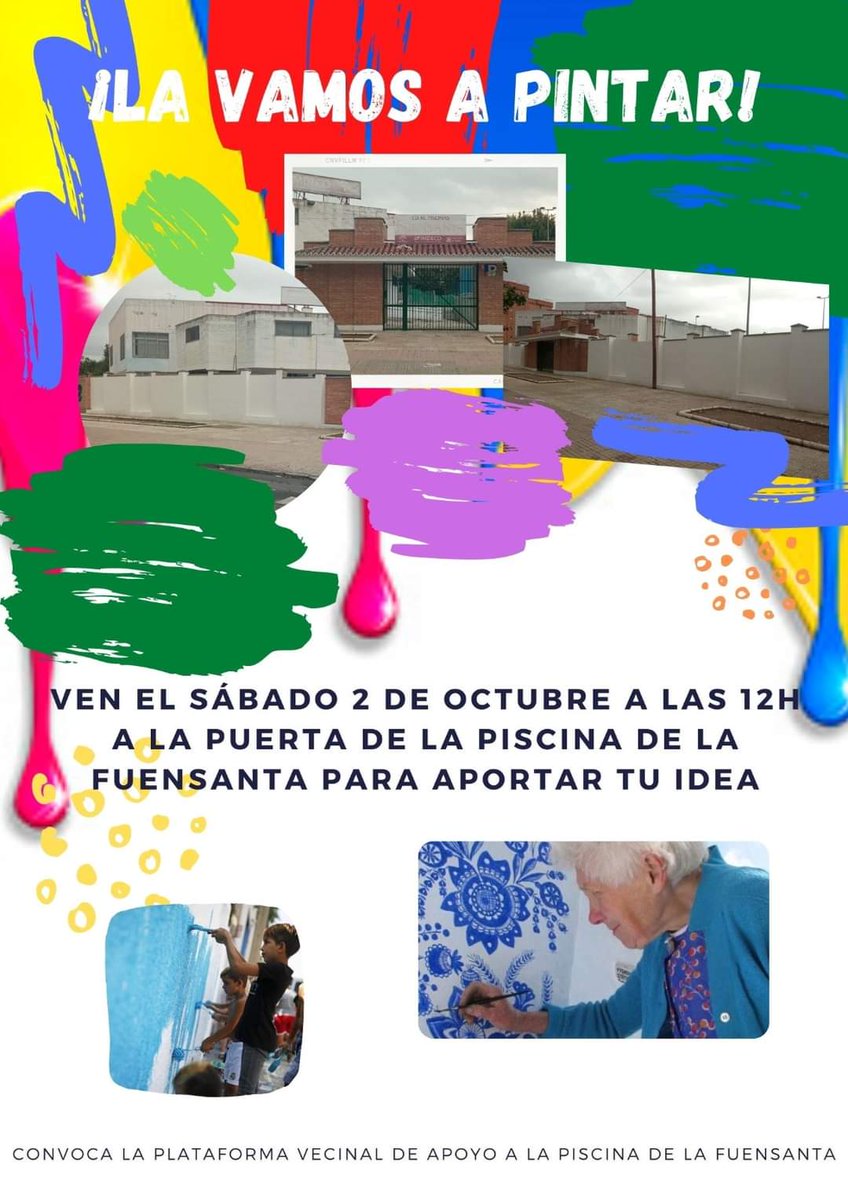 FEBS_SURESTE's tweet photo. ¿Quieres participar en el diseño del mural que pintaremos en la fachada de la Piscina?
Vente este sábado  y pensaremos juntxs el diseño y lo pintaremos en unas semanas. Y para plasmar nuestra idea colectiva de manera genial, nos acompañarán dos artistas expertas en muralismo... https://t.co/2GP7jNYo9N