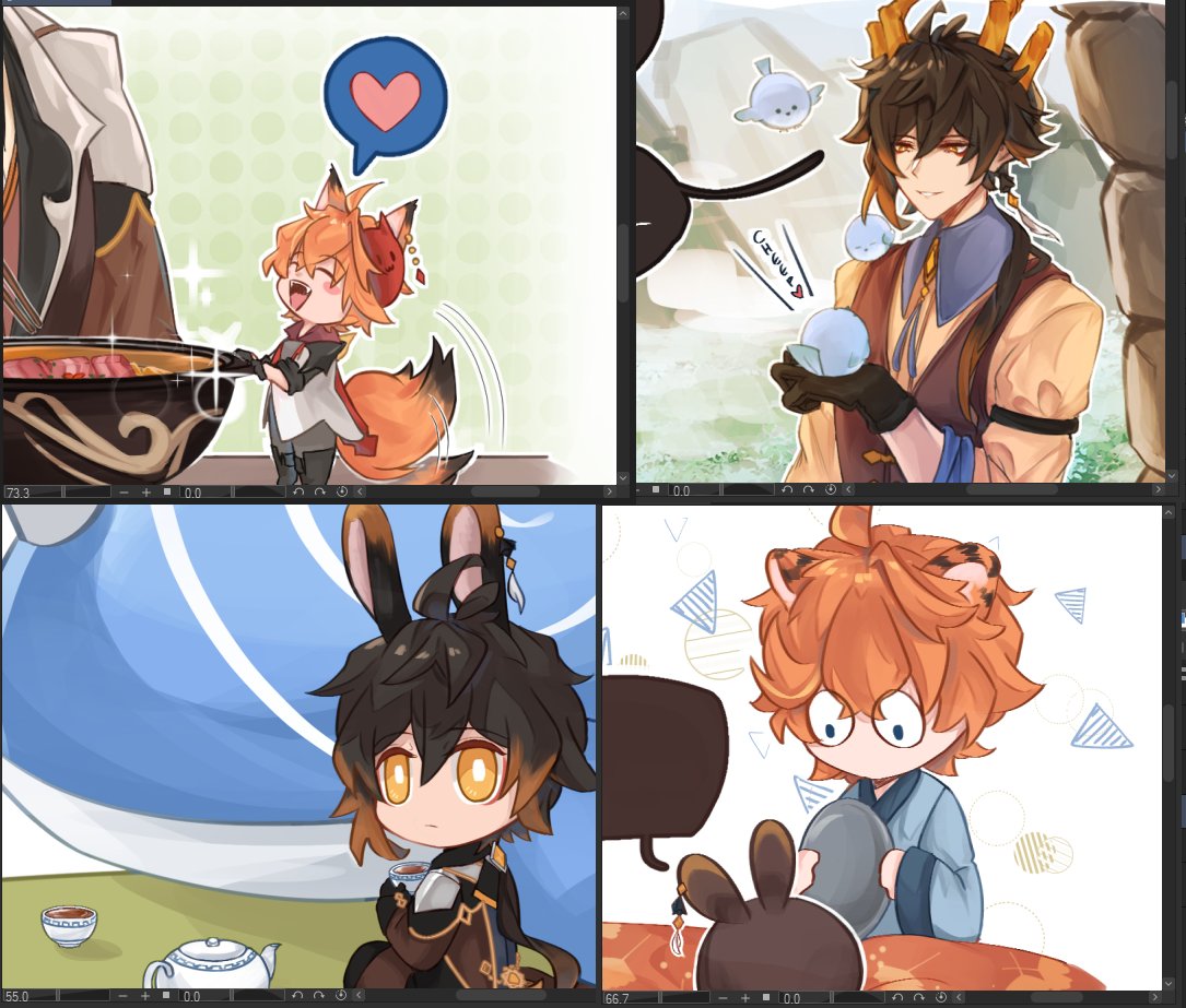 (wip) havent posted in awhile so im just dropping a bunch of wips ehe 🦊🐰🐯🐲 