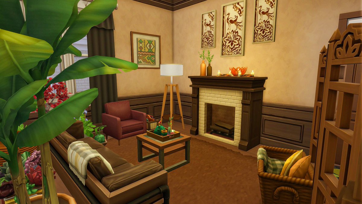 TheSpookySimmer's tweet photo. It’s giving autumnal industrial meets cozy eclectic, if that’s a thing (if not we’re making it a thing) 🍂 #TheSims @TheSims #ShowUsYourBuilds #Ps4 #NoCc #ConsoleBuilds https://t.co/qffRtyZK5q