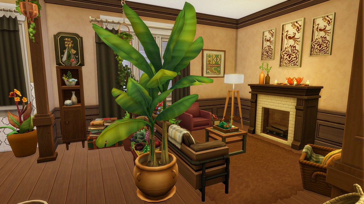 TheSpookySimmer's tweet photo. It’s giving autumnal industrial meets cozy eclectic, if that’s a thing (if not we’re making it a thing) 🍂 #TheSims @TheSims #ShowUsYourBuilds #Ps4 #NoCc #ConsoleBuilds https://t.co/qffRtyZK5q
