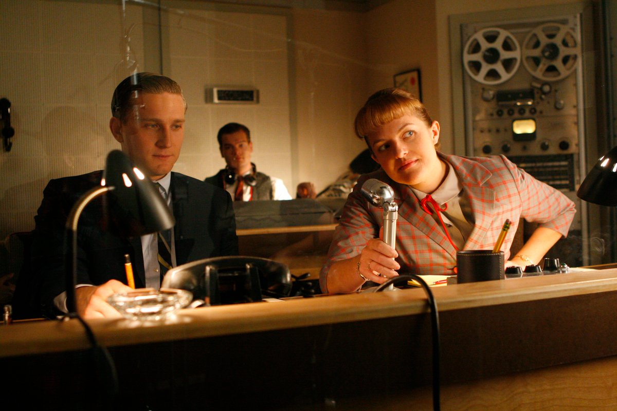 MadMen_AMC's tweet photo. 14 years ago today, we watched Peggy direct her first radio spot in the season 1 finale of #MadMen. 

Watch all seasons now on @AMCPlus. https://t.co/8jkcahCbXv