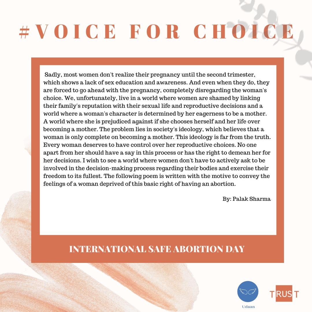 udaan_mcn's tweet photo. "In today's world where women are more aware of their rights than they were before, it is important that they start exercising their rights in this aspect too." - Beautiful Essay by Palak Sharma
#VoiceForChoice #InternationalSafeAbortionDay #prochoice #prochoiceisprolife #artwork https://t.co/tMToy34Jmk