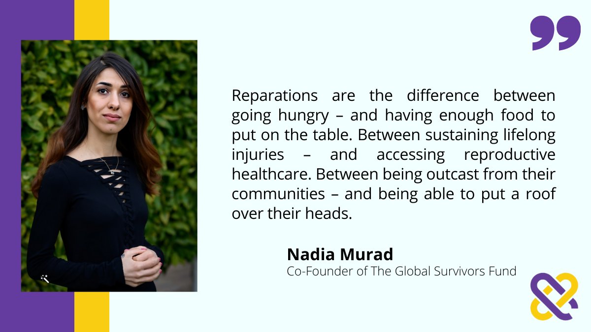 glsurvivorsfund's tweet photo. 🎙️ @NadiaMuradBasee's remarks on #reparations for #survivors of #CRSV:
"Reparations are a vital pathway for survivors' recovery".
#ActforReparations
#SurvivorsSpeakUNGA
#UNGA https://t.co/ne0R9NZ5gZ