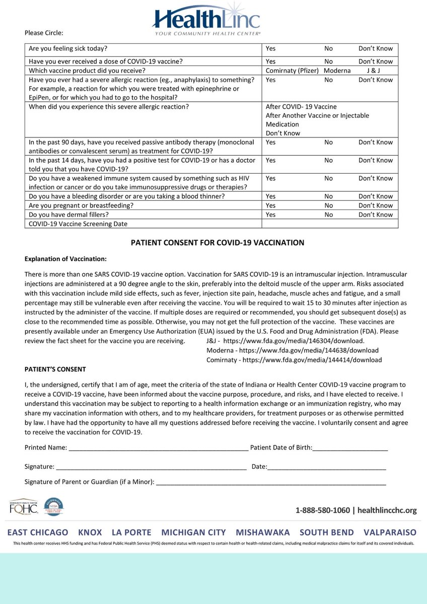 .<a href="/SouthBendCSC/">South Bend Schools</a> &amp; @HealthLinc will offer free Pfizer COVID-19 vaccination clinics at each of the 5 high schools during the month of October. Students under the age of 18 must bring a signed consent form - available at each school. Families also welcome. sb.school/news/free_vacc…