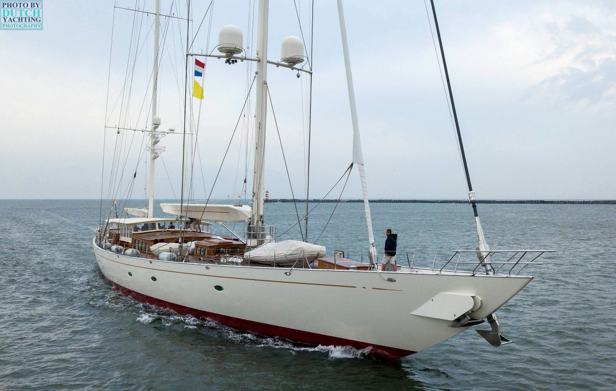 Dutchyachting's tweet photo. Adele was delivered by #VittersShipyard after an exterior &amp; interior design by #HoekDesign in 2005. The 54.5m aluminium #ketch returned to #Holland today to undergo a #refit at #Huisfit in #Amsterdam &amp; #Vollenhove. Photos by @DutchYachting. 

#SYAdele #RoyalHuisman #Sailingyacht https://t.co/JXlyFwAWmu