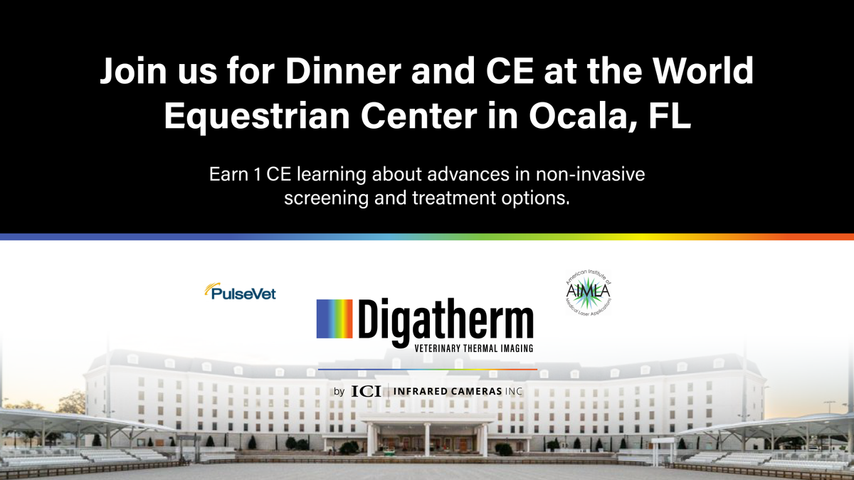 digatherm's tweet photo. Earning CE is better over dinner! Join us at the World Equestrian Center to learn about advances in non-invasive screening techniques while enjoying a meal:

- October 2 - Equine Patient: https://t.co/ASIwok3JGF
- October 5 - Canine Patient: https://t.co/3Xsvx6QjXR https://t.co/MqxIkt79XT