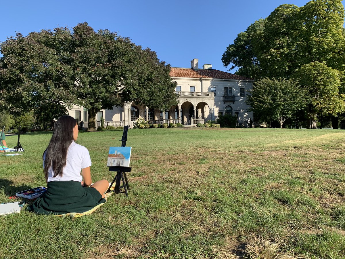ArchmereAcademy's tweet photo. Junior Portfolio class completing Plein Air paintings of the Patio this morning!

Connecting the historical beauty of the Archmere Patio to the French Impressionists...C'est magnifique! 🎨 ✨

#CampusLife #Artists #Archmere #Painting #WellRounded #Best4Years https://t.co/qgAjGQ6sGL