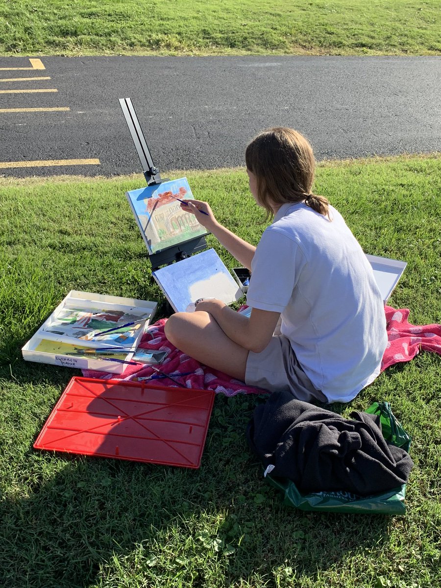 ArchmereAcademy's tweet photo. Junior Portfolio class completing Plein Air paintings of the Patio this morning!

Connecting the historical beauty of the Archmere Patio to the French Impressionists...C'est magnifique! 🎨 ✨

#CampusLife #Artists #Archmere #Painting #WellRounded #Best4Years https://t.co/qgAjGQ6sGL
