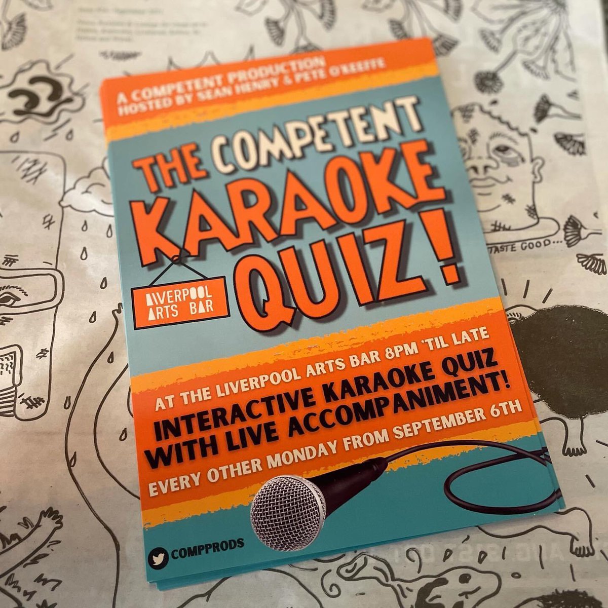 Pete O'Keeffe (@thatpeteokeeffe) on Twitter photo Okie Dokie, Artichoke, let’s do some karaoke! And some quizzing! The Competent Karaoke quiz is back tonight by popular demand! Hit up myself, <a href="/shorn_henry/">'Dan' Sean Henry</a> or <a href="/livartsbar/">Liverpool Arts Bar</a> to book a table for you and yer pals. Okie Dokie, Artichoke, let’s do some karaoke! And some quizzing! The Competent Karaoke quiz is back tonight by popular demand! Hit up myself, <a href="/shorn_henry/">'Dan' Sean Henry</a> or <a href="/livartsbar/">Liverpool Arts Bar</a> to book a table for you and yer pals.