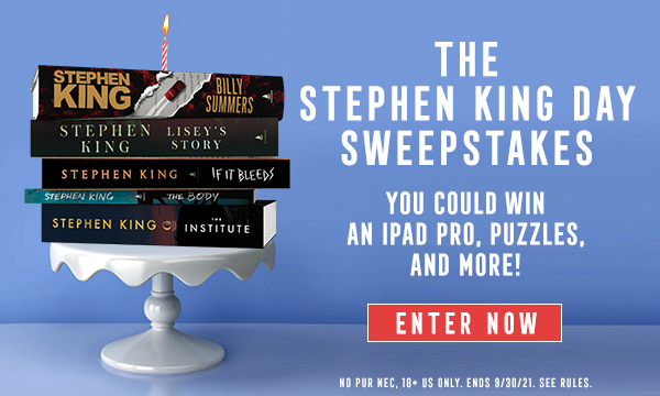 ScribnerBooks's tweet photo. Celebrate Stephen King by entering our sweepstakes!
Enter for a chance to win here: 📚 https://t.co/EExOdGy6YR
#ConstantReader #ReadingIsKing @skdotcom_news
No pur nec, 18+US only. Ends 9/30/21. See rules. https://t.co/xnVbzPdBN9