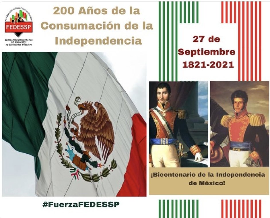 PatrocinioDL's tweet photo. Hoy #27DeSeptiembre celebramos el #Bicentenario de la #Consumación #DeLaIndependencia de México hecho trascendental que nos dió patria y libertad. #200Años ¡Viva México 🇲🇽!
@agusaviles1 @palomitarelowde @marudavalos29 @valenzo14 @CarlosCruzCas11 #FuerzaMexico #Guerrero Cdmx https://t.co/oyAcbWvR9o