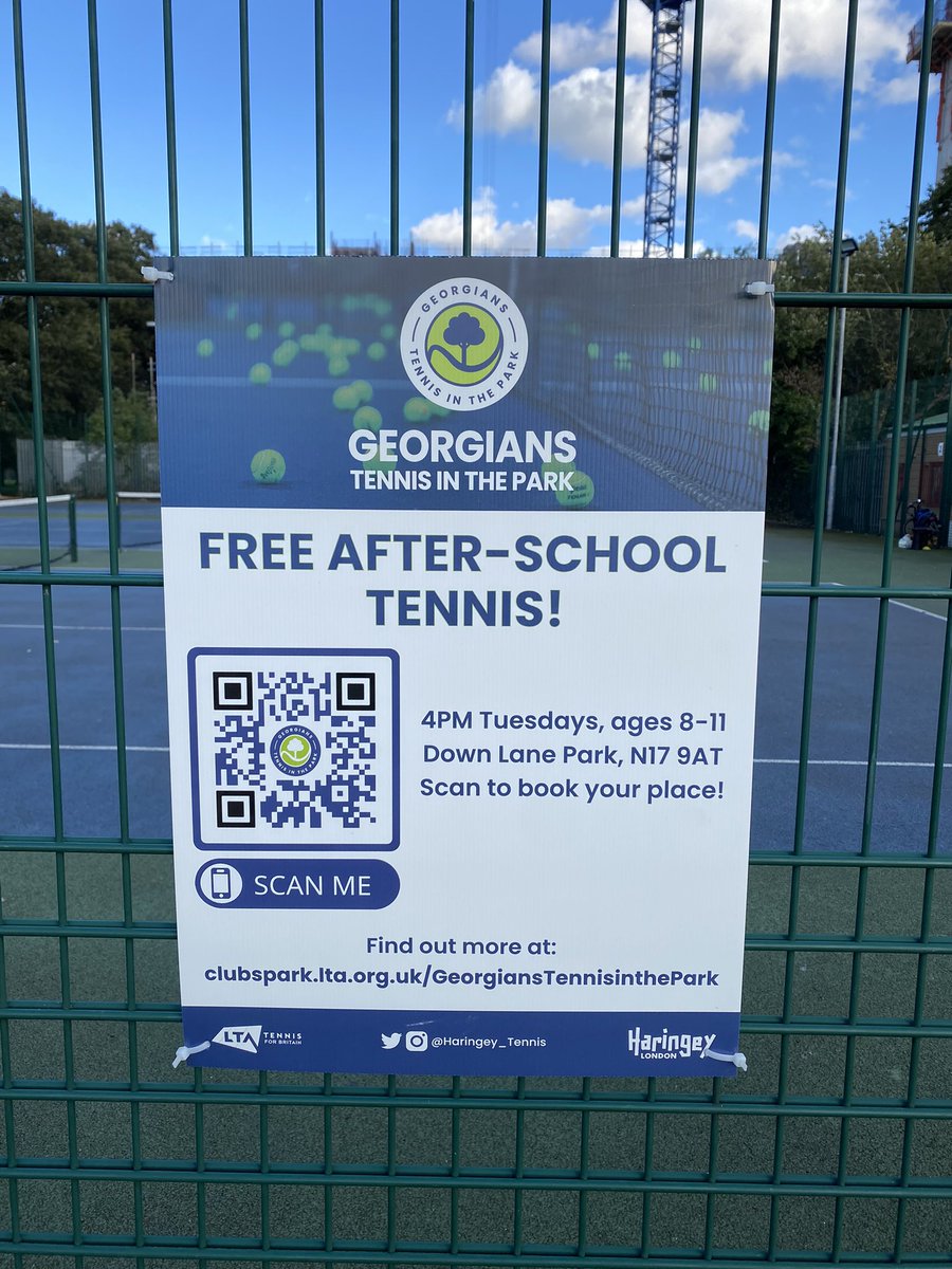 🎾 FREE AFTER SCHOOL TENNIS 🙌

We are delighted 😀 to continue to offer free afternoon tennis at #DownLanePark #n17 on Tuesday afternoons!

This is thanks to the heroes at <a href="/QueensClubFdn/">@The Queen's Club Foundation</a> 🔥 and <a href="/haringeycouncil/">Haringey Council</a> ❤️

Scan our QR code 🤳 to book your child in.