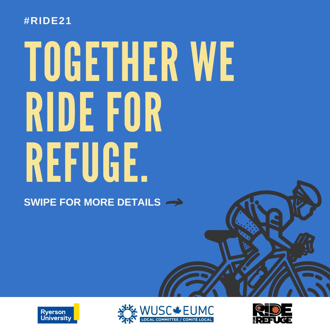 TMU_WUSC's tweet photo. On October 2nd, the WUSC Ryerson local committee will be  participating in the Ride for Refuge event in order to help create a better future for refugees around the world. #wusc #rideforrefuge #ride21  #wuscryerson #youthforyouth #empowerment #support #fundraiser #ryerson https://t.co/cJVu9IA6Qn