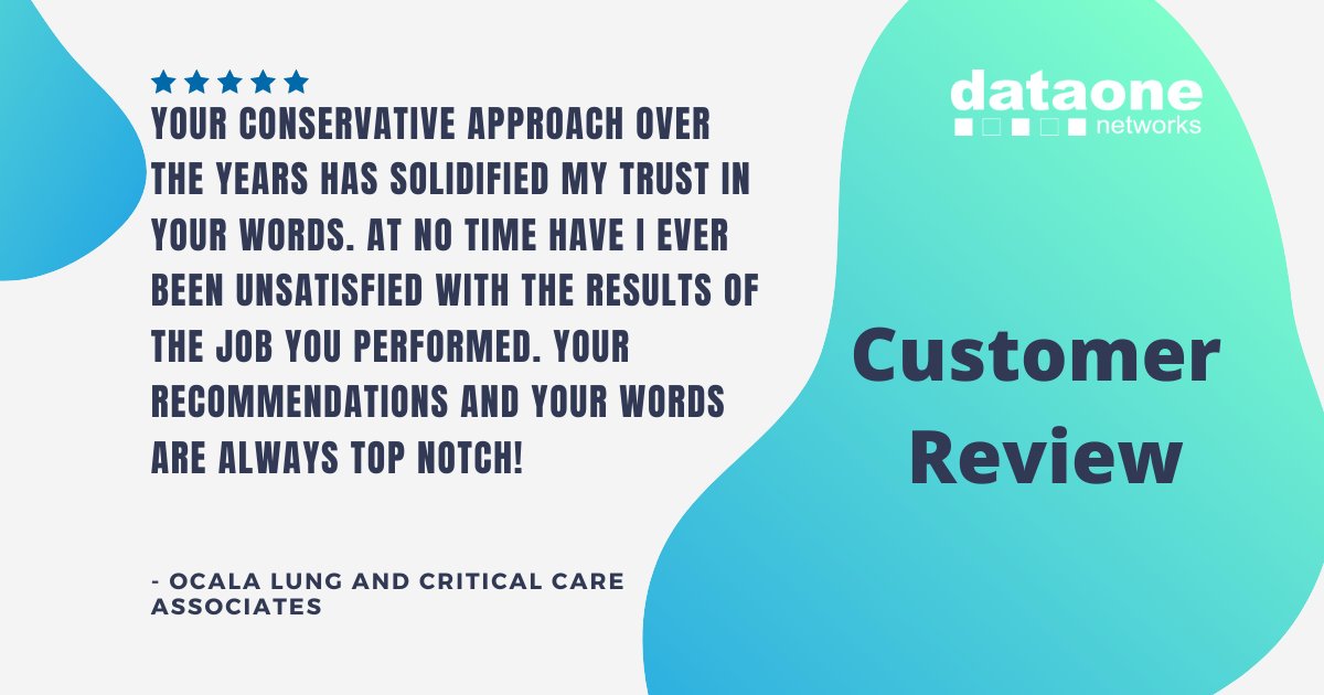 DataOneNetworks's tweet image. Looking for an IT solution for your Ocala business to work within a budget?? Give DataOne a try! We understand our customers have unique needs. We&apos;ve met Ocala Lung and Critical Care Associates IT needs, within budget! See how our IT solutions can work for your business.