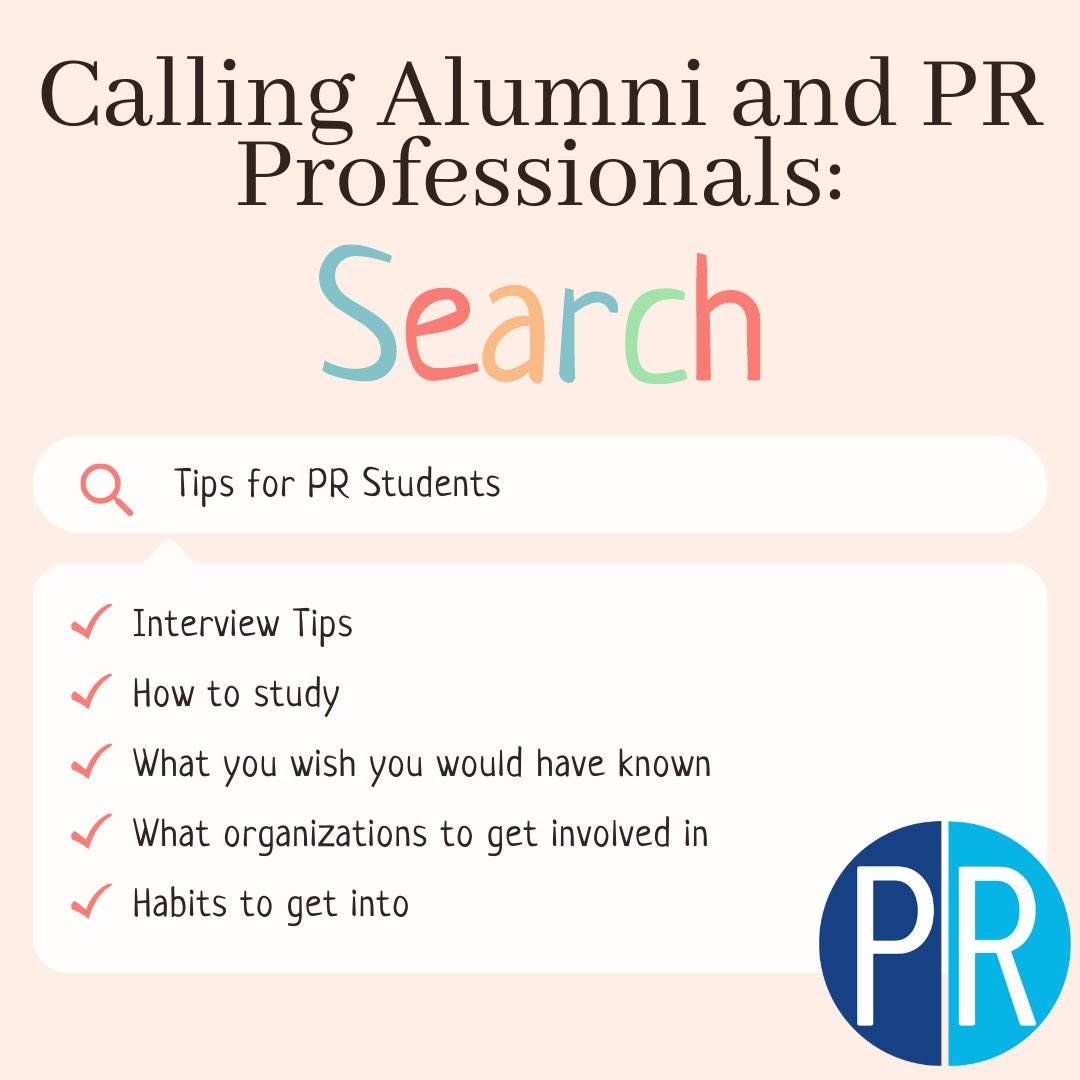 Calling all of our CMU alumni and PR/Media professionals:

We want to hear from you! Please DM us your advice and tips you’ve picked up either as a student or during your time in the field. We want to be able to share with our current students the knowledge you have to offer.