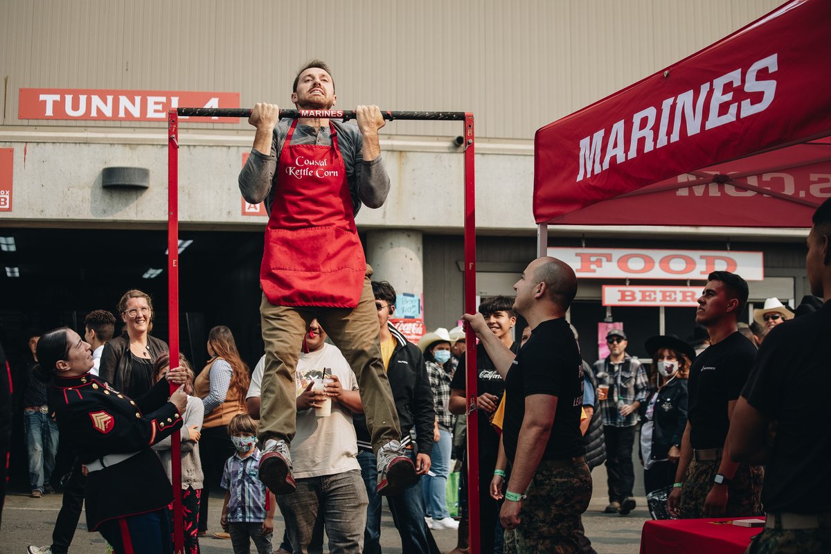 SFOMarines's tweet photo. The Marines of Recruiting Sub-Station Salinas hosted a pull-up challenge and talked to rodeo attendees interested in learning more about the opportunities available within the Marine Corps. https://t.co/sUVV2DmJBU