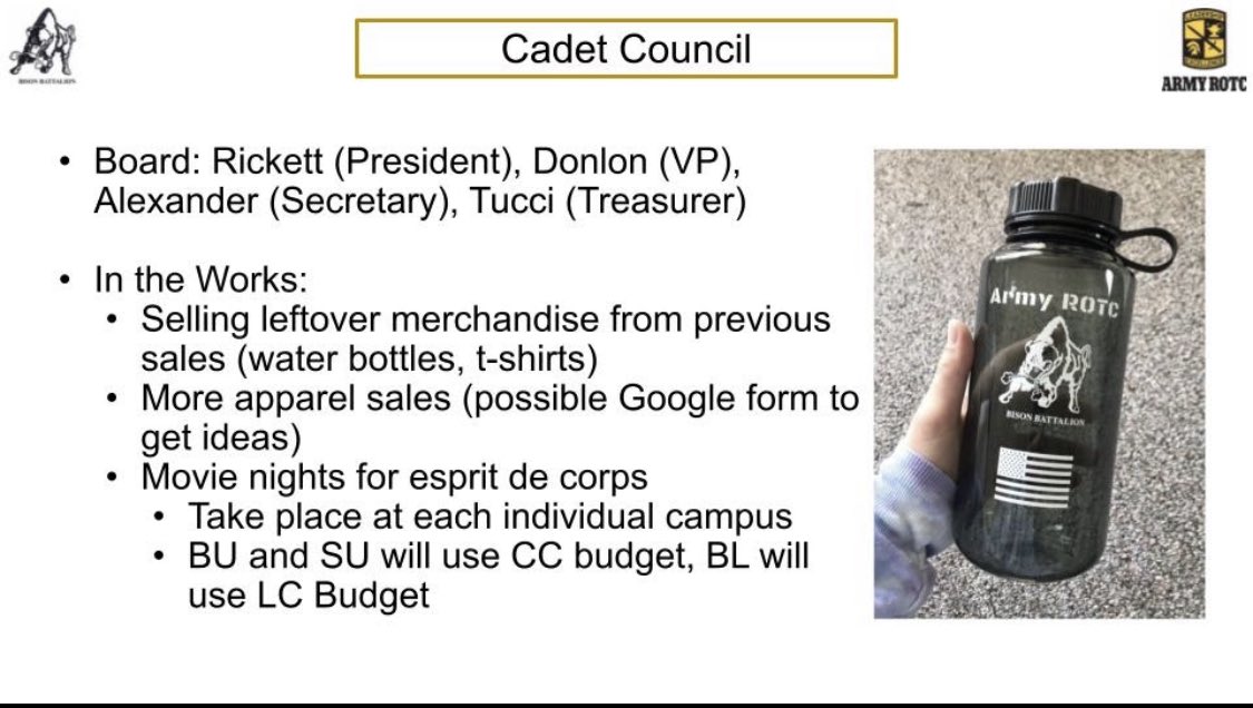 Bi-Weekly update from Bison Battalion Cadet Council