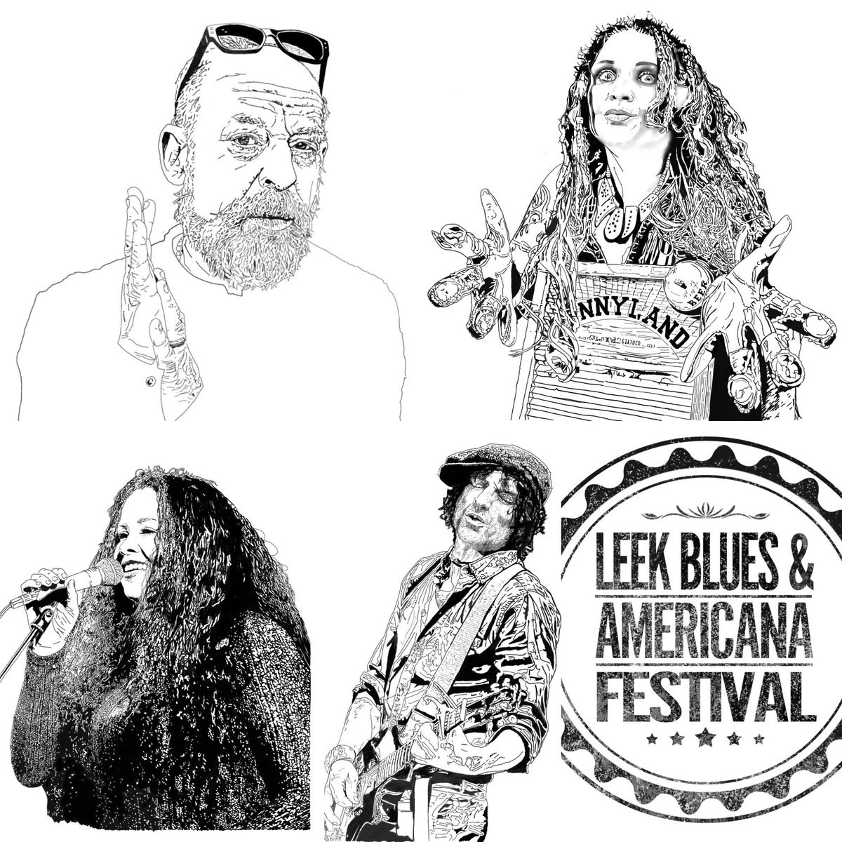 GavinBowyer1's tweet photo. A few new portraits in my role as the official Artist in Residence for this yearโs #leekbluesandamericana Festival 2021.
#jerryjoseph #jocarlyandtheolddryskulls #kylabrox #jessemalin #foxloweartscentre #trinitybuoywharfdrawingprize #mallgalleries #parkerharris #bcualumnus https://t.co/lLikM9EvNn