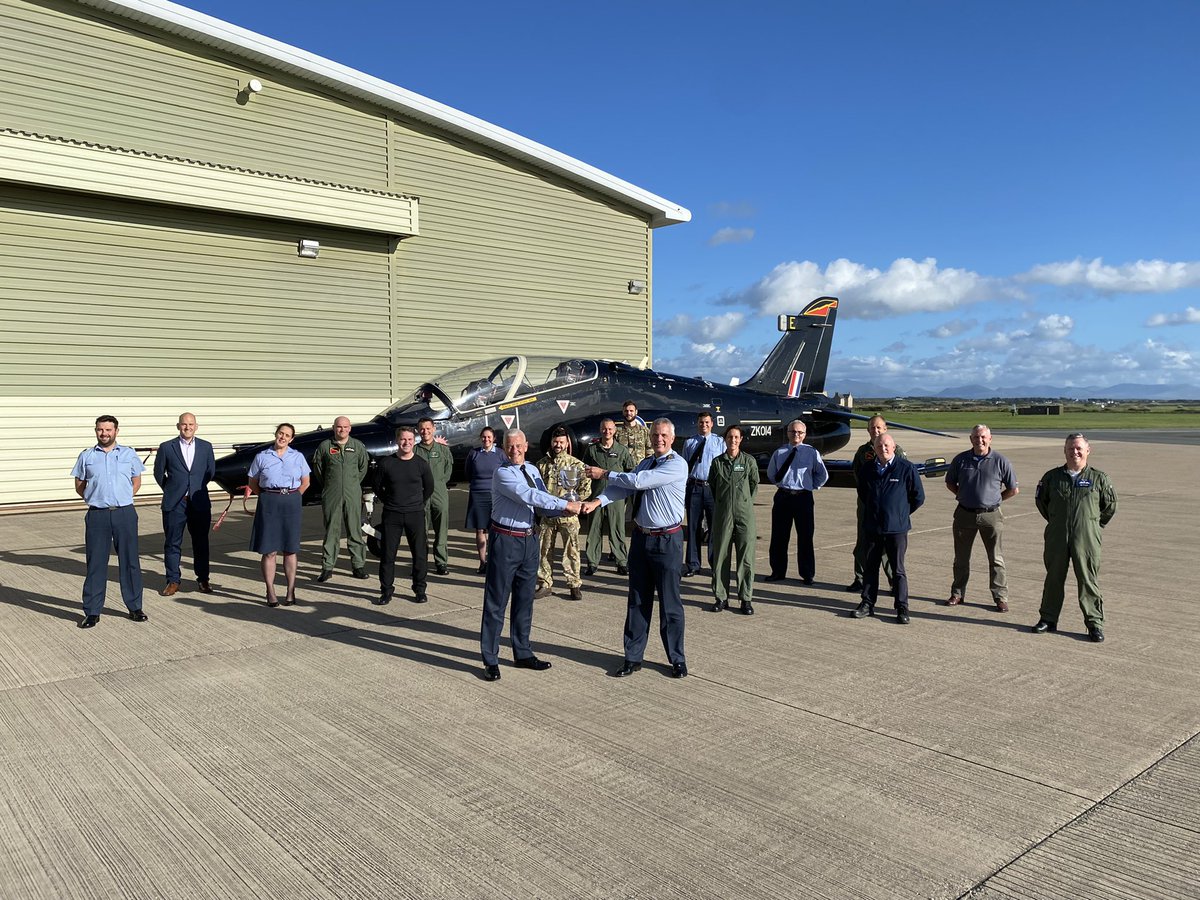 RAFValleySafety's tweet photo. Today RAF Valley were presented with the RAF Safety Centre Award. Collected by the station commander on behalf of Whole Force valley for its dedication to Total Safety. Well done all. @RAF_Valley @RAFValleyStnCdr @AffinityFts @BAESystemsplc @AscentFlight https://t.co/efHYdfI9kA