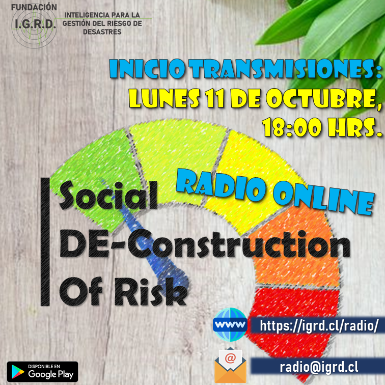 IxGRD's tweet photo. Amigas y Amigos:
Con mucho orgullo, nerviosismo y entusiasmo anunciamos que el 11 de OCTUBRE, a las 18:30 horas, comenzaremos con las TRANSMISIONES de la Radio Online "DE-Construcción Social del Riesgo".
#IGRD #RRD #GRD #DesastresNOsonNaturales #EIRD #UNDRR #wordsintoaction https://t.co/SCjKPAz1G1