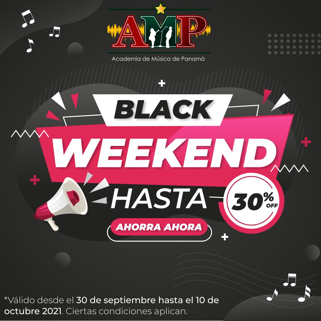 No te pierdas la oportunidad de ahorrar el 30% en tu programa favorito. Ven y estudia con la academia #1 de Panamá. Todos pueden. #AMP #blackweekend #panama #musica #blackfriday