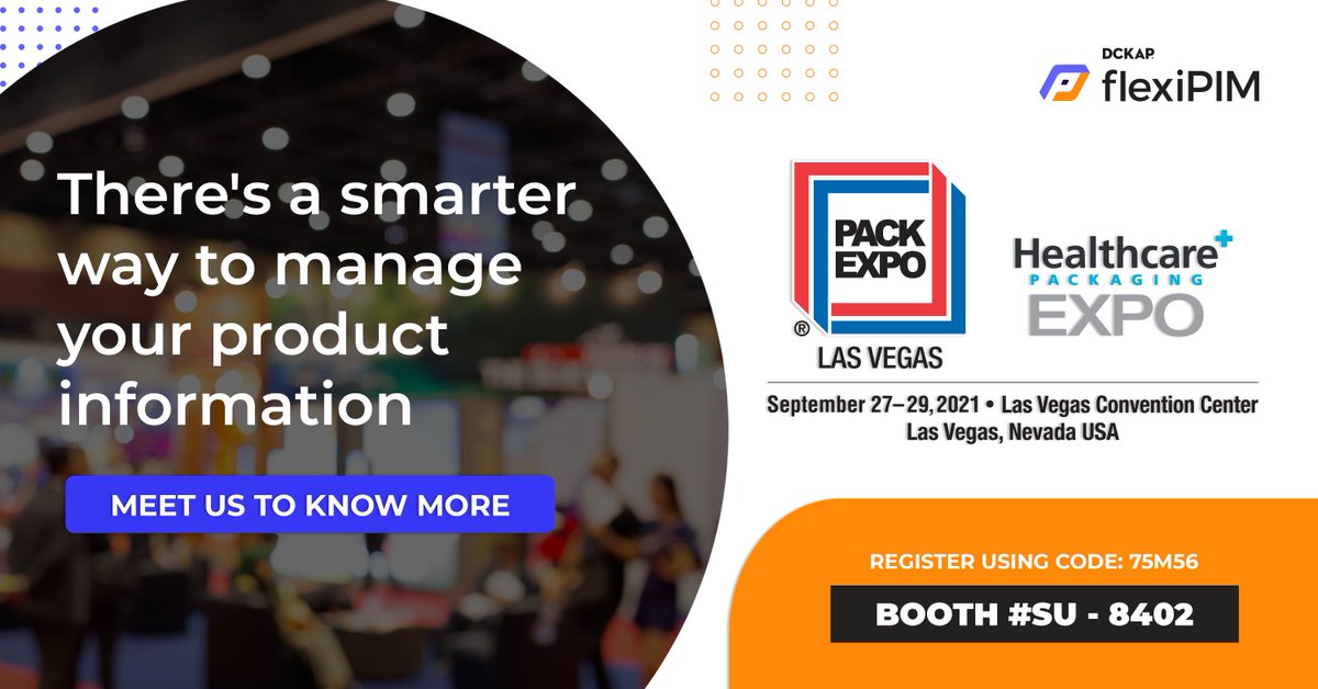 dckap_PIM's tweet photo. Your #eCommerce success depends a lot on the way you organize and present your product information: including product specs, descriptions, imagery, and more. 
Meet the team today at the @packexposhow, Booth # SU-8402, to know more about our easy-to-use and powerful #PIM solution. https://t.co/zRhiMU3trp