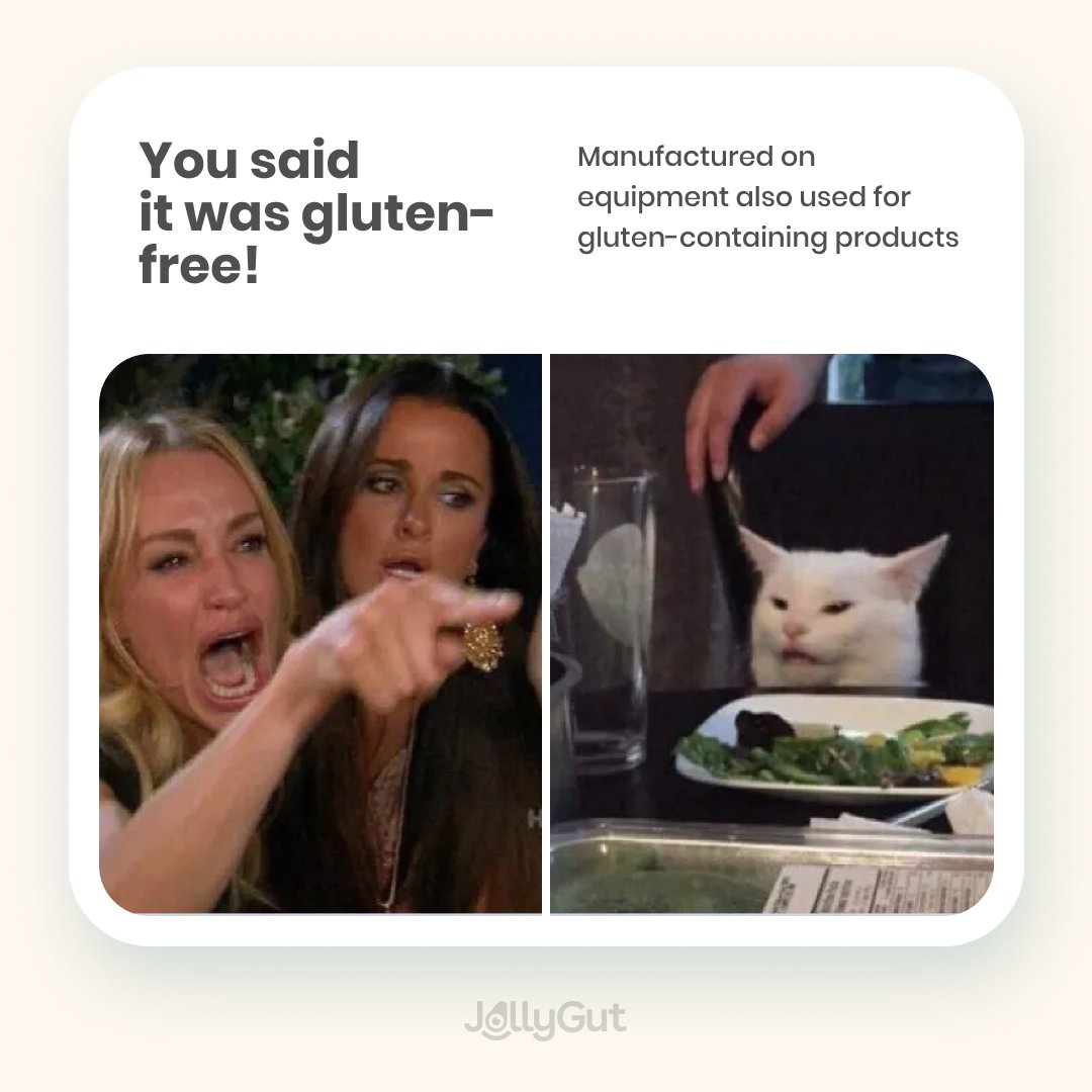 In one quick snap, we'll tell you if it's #glutenfree! This also includes the #maycontain warning because we take this very seriously. 
Try the JollyGut app now for FREE! 📲
#foodlabels #glutenintolerance #foodscanner