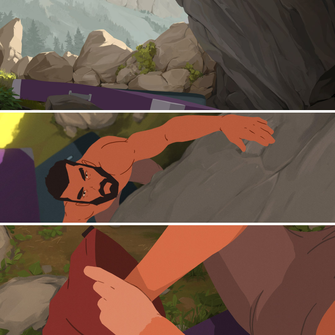 OlofStorm's tweet photo. Working the moves. 
More stills from my film.
#climbing #bouldering #anime #animation #animeart #animatedfilm https://t.co/WCNfxrBGIu