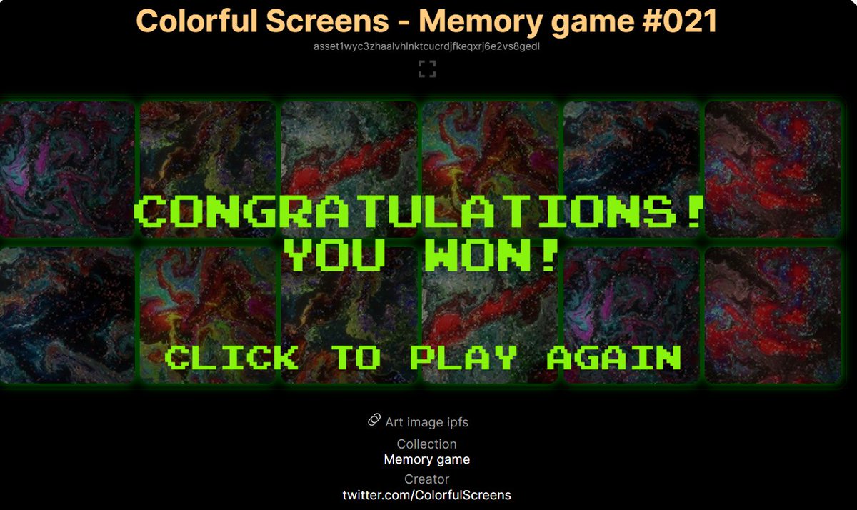 cloverchips09's tweet photo. Woot woot! Thank you so much @ColorfulScreens for this fun and interactive NFT! 
#CNFT #ColorfulScreens #NFTgiveaway https://t.co/59KZIOlfWY