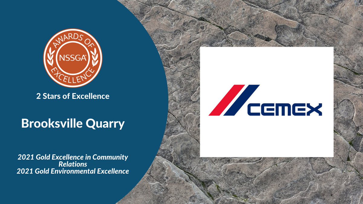NSSGA's tweet photo. Congratulations to Brooksville Quarry, a @CEMEX_USA facility, for earning the Stars of Excellence Award for having won Gold Awards in two different categories within a five-year span! #LPF2021 #RocksBuildAmerica https://t.co/NX2GKtuiM7