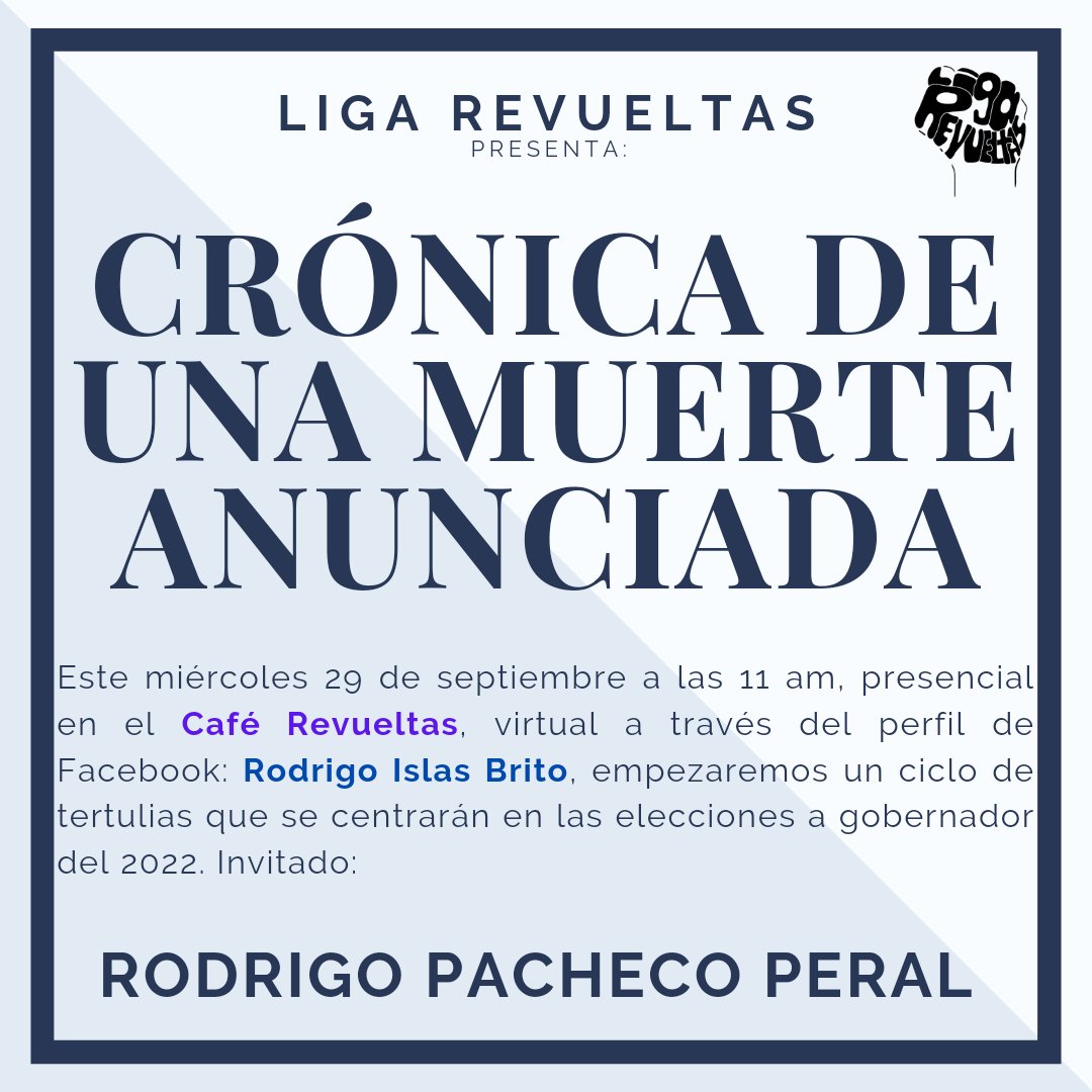 LaloAragonOax's tweet image. Esta semana en la #LigaRevueltas:

• Rodrigo Pacheco Peral

• Nanashy Mauro, Carlos Morales e Ivonne Martínez 

• Fryda Carrillo, Selene de Cristal, Mariana Libertad y Elia Pérez López 

• Juan José González (JUMA) y Colectivo Mitote

#RompeElAlgoritmo